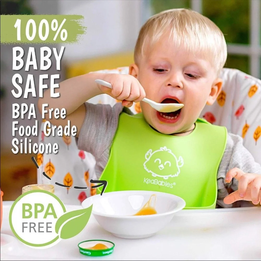 Set of Silicone Baby Bibs w/Catcher Pocket